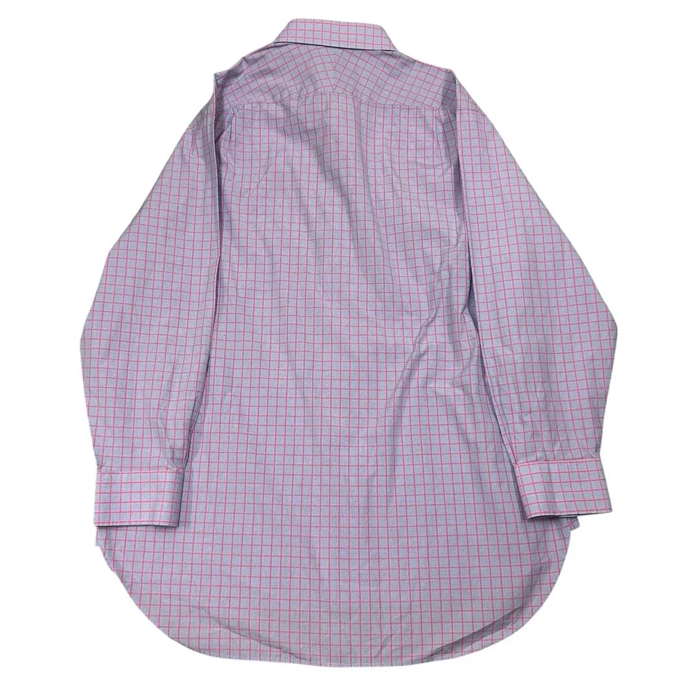Charles Tyrwhitt Dress Shirt Mens‎ 17.5 34 Classic Fit Pink Blue Plaid Cotton